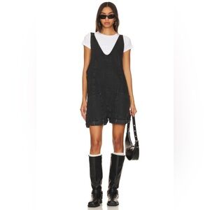 We The Free High Roller Shortall in True North Black Denim Short Overalls